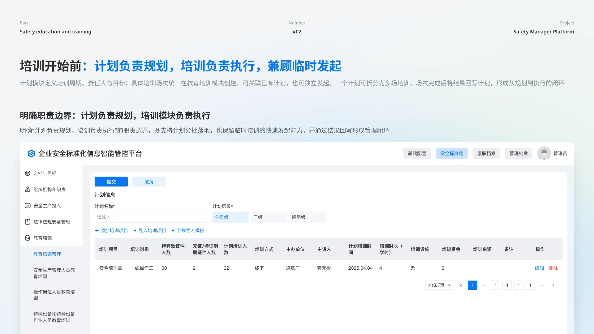 安全教育培训业务权责设计一